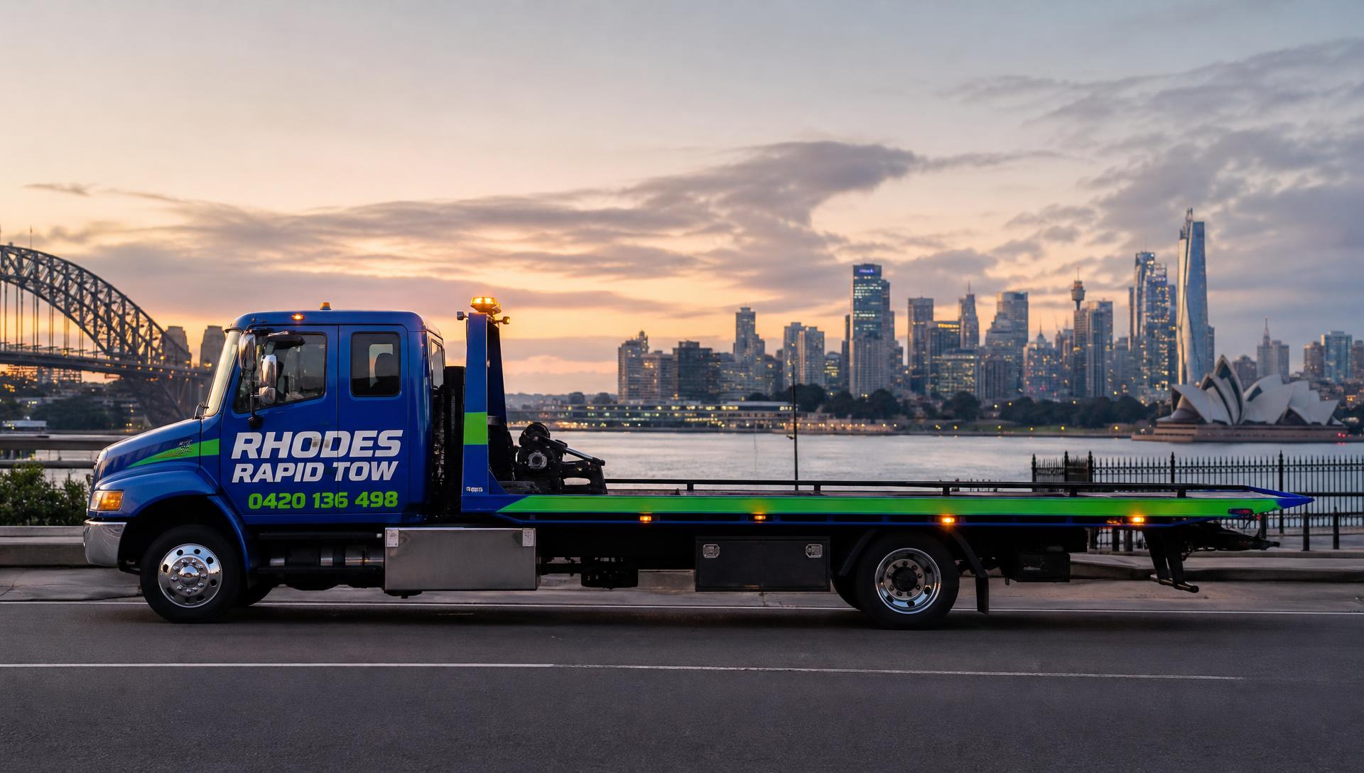Rhodes Rapid Tow flatbed tow truck in Sydney